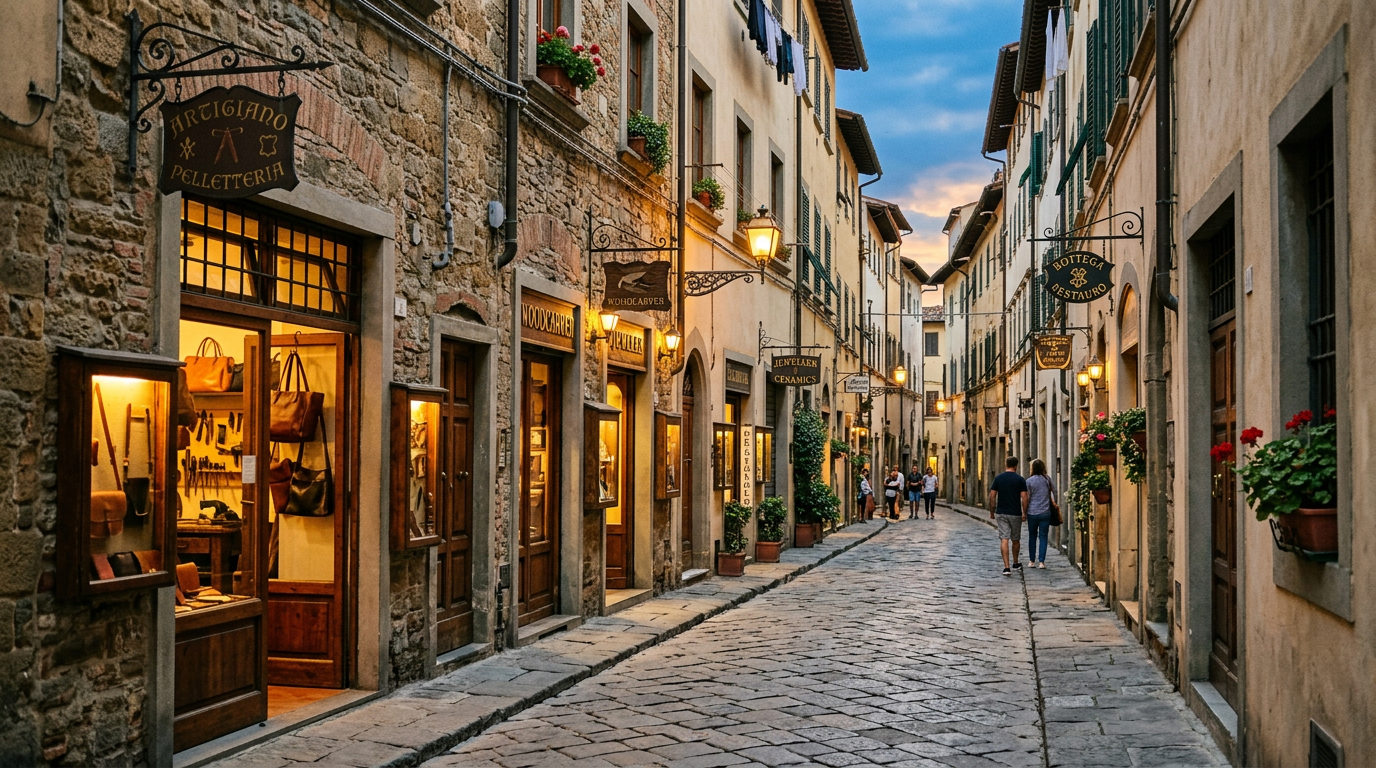 Vista dell'Oltrarno dall'Arno: le facciate dei palazzi si specchiano nell'acqua del fiume, con la cupola di San Frediano in Cestello visibile a destra